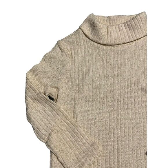 Old Navy Turtleneck Shirt Girls 2T Cream Glitter Ribbed Long Sleeve Soft Warm - Picture 2 of 8